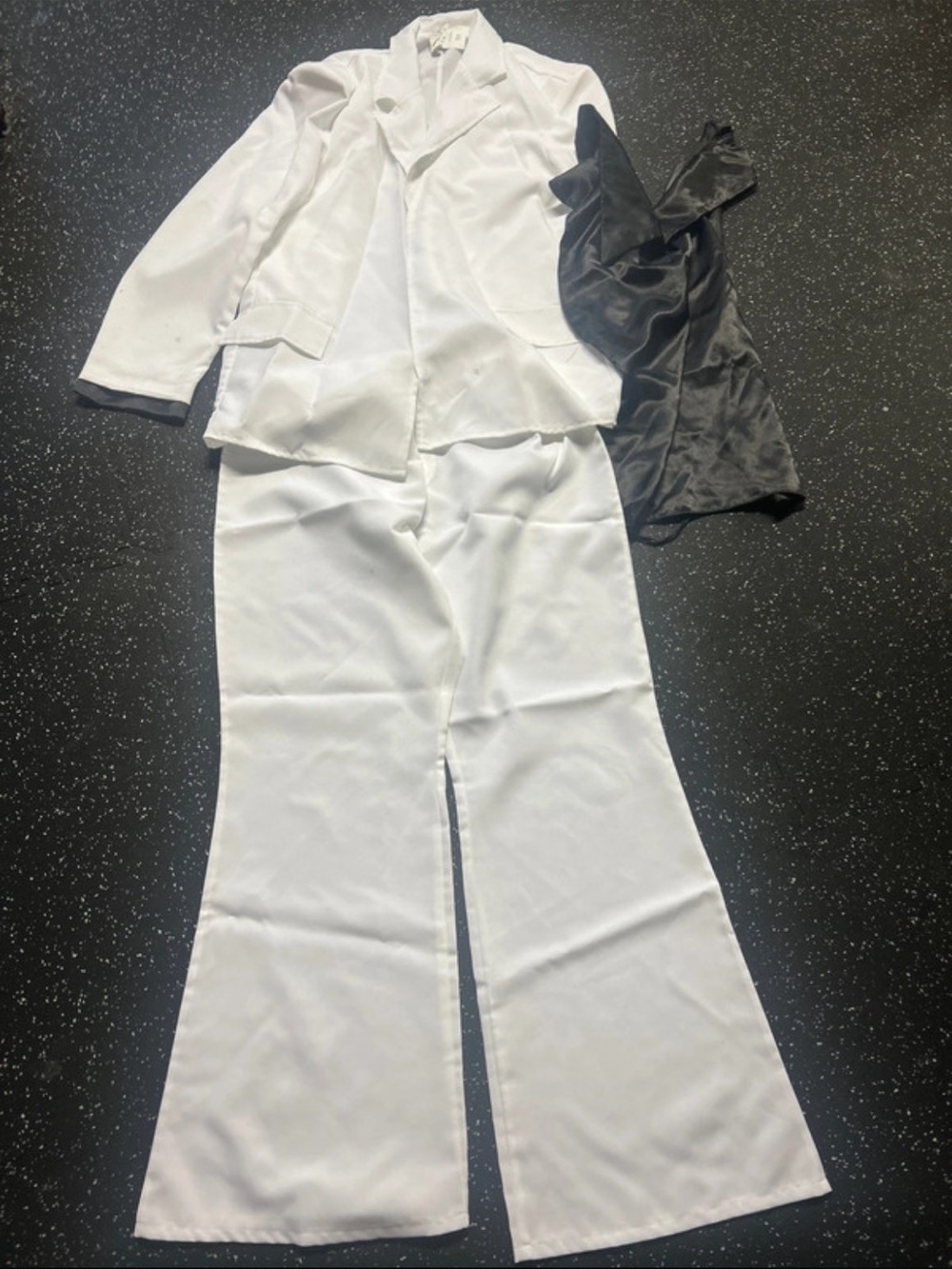 White Mens Disco Fever Wide-Leg Pants - and Coat Classic White